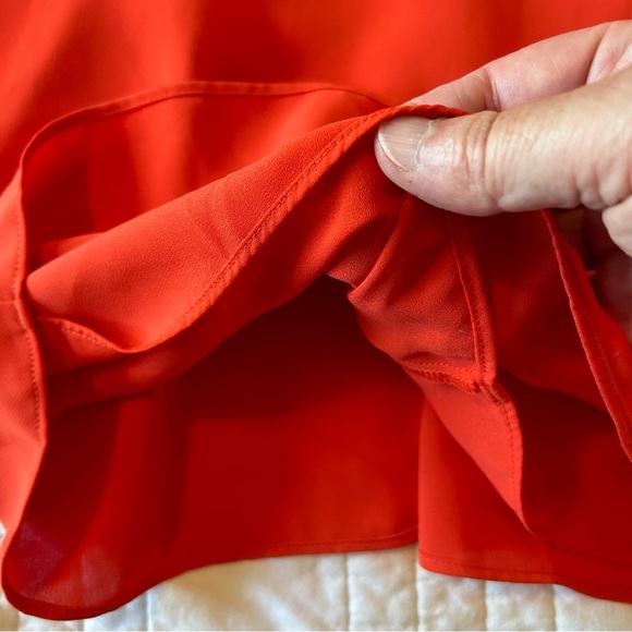 Topshop Double-Strap Red Orange Mini Slip Dress. Size 4. - Picture 11 of 13